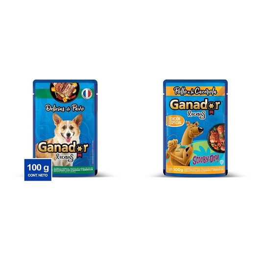 Ganador Recetas Delicias de Pavo para Perros Adultos de Todas Las Razas + Recetas Pollo a la Cacerola para Perros Adultos de Todas Las Razas. Paquete con 22 Piezas de 100 g c/u.