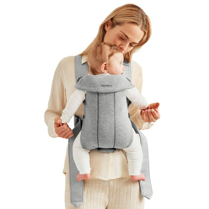 BabyBjörn Canguro Portabebé Mini, Jersey 3D, Gris claro