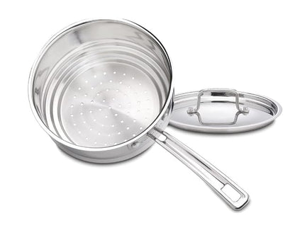 Cuisinart MCP22-24N MultiClad Pro - Sartén abierto de acero inoxidable, Limpiador de vapor de acero inoxidable con cubierta, Acero inoxidable, Fits 2,3 and 4-Quart Pans, 1