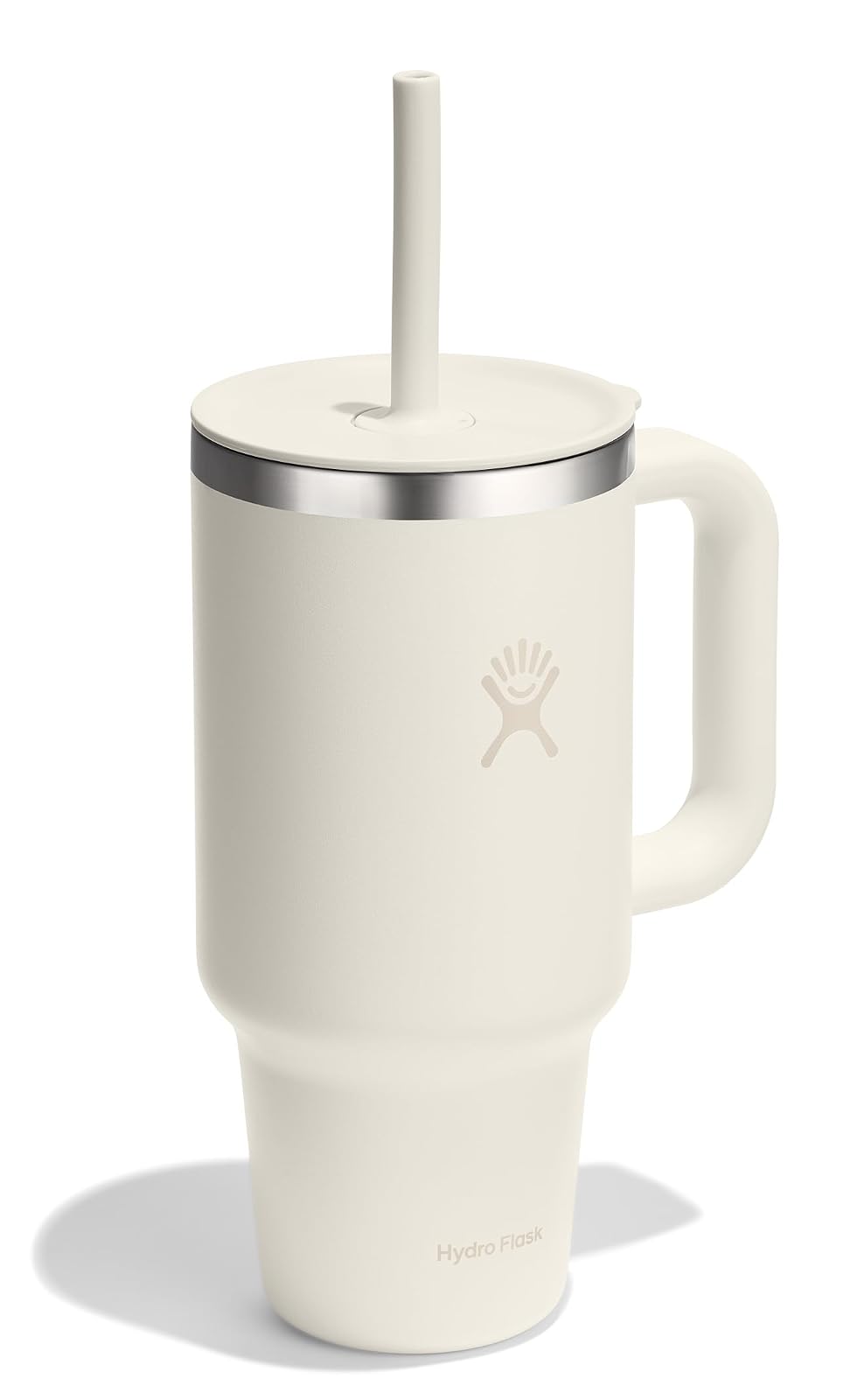 Hydro Flask Vaso de Viaje Aislado Marfil | 946 ml, con asa, tapa y popote, acero inoxidable