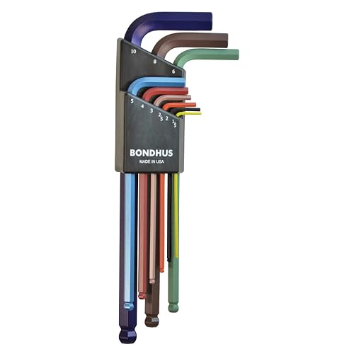 Bondhus 69499 Ball End L-Wrench Set with ColorGuard Finish, 9 Piece