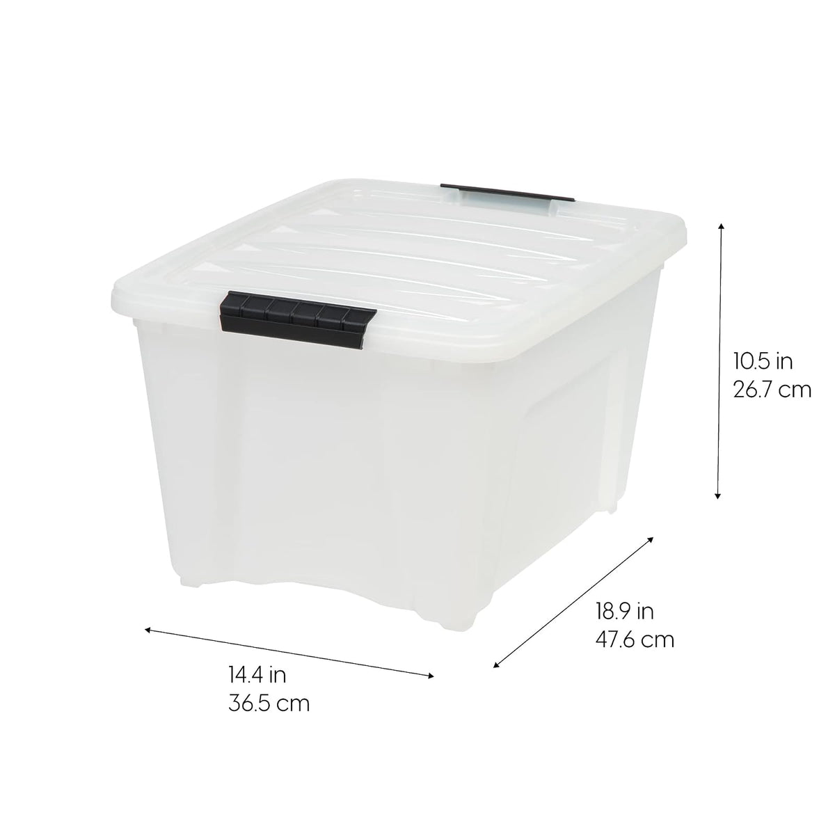 IRIS USA 6 Contenedores de 32 Qt con Tapa, Perla | Oculta el contenido para una apariencia limpia. Ideal para ropa de cama, decoración y clóset. Diseño anidable.