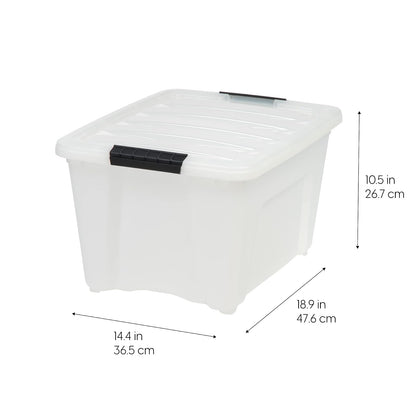 IRIS USA 6 Contenedores de 32 Qt con Tapa, Perla | Oculta el contenido para una apariencia limpia. Ideal para ropa de cama, decoración y clóset. Diseño anidable.