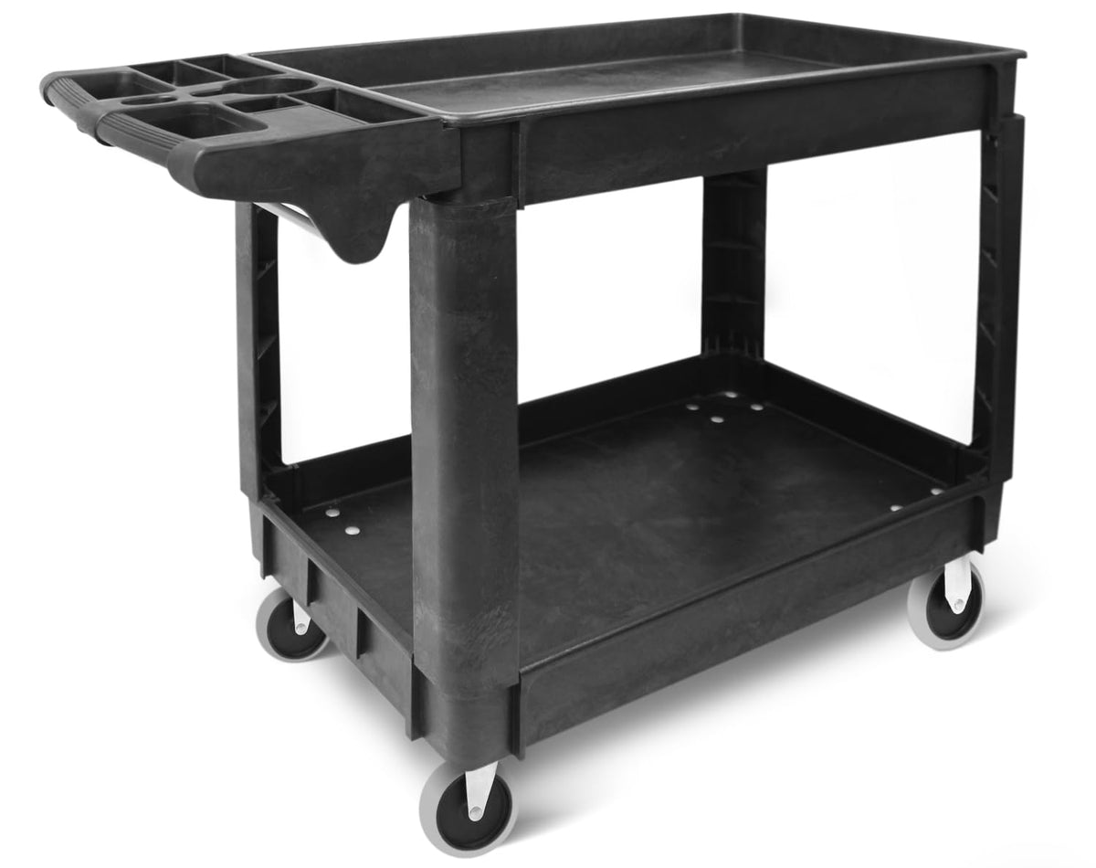 MaxWorks 50993 Carrito de Polipropileno de Servicio utilitario de 500 Libras con Dos bandejas y Ruedas, 40 x 17 Pulgadas. Dimensiones totales
