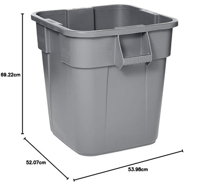 Rubbermaid Commercial Products BRUTE® – Contenedor Cuadrado para Recolección de Residuos con Manijas para Fácil Transporte, Bote que no se Oxida ni Decolora, Capacidad de 106 L, Gris FG352600GRAY
