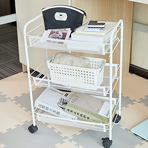 odbo Carrito de Almacenamiento de Cocina Estante de Almacenamiento de Múltiples Capas de Suelo Doméstico Estante de Verduras Estante de Almacenamiento Extraíble de Dormitorio (Blanco 3 Pisos)