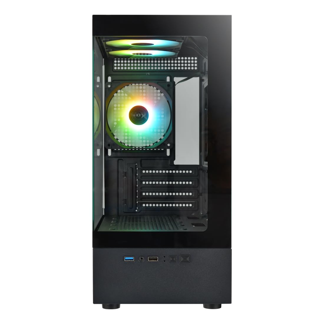 Gabinete Xzeal X-Zynergy M-ATX/ITX 1xUSB1.0 + 1x USB3.0 + 3.5 mm + 3 Fans RGB Negro
