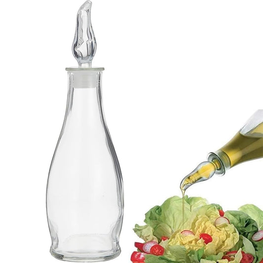 Borgonovo Indro - Aceitera de Vidrio Dispensador de Aceite Oliva Balsámico Recipiente Dosificador Vinagrera Cocina Vinagre Botella de Vidrio Antideslizante con Boquilla Antiderrame Especiera