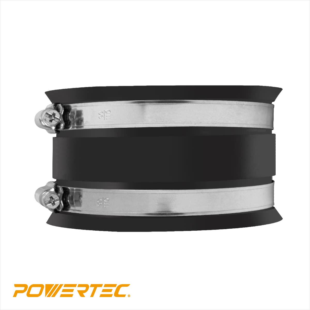 POWERTEC 70149-P6 - Manguito flexible de control de polvo de 4 pulgadas con abrazaderas de manguera de acero, conector de manguera de goma para accesorios de recogida de polvo para carpintería, accesorios de colector de polvo y maquinaria, paquete de 6