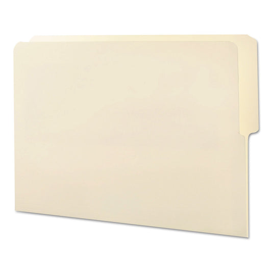 Smead Carpeta de archivos con pestañas finales, Shelf-Master reforzada con pestaña de corte 1/2, tamaño carta, Manila, 100 por caja (24127)
