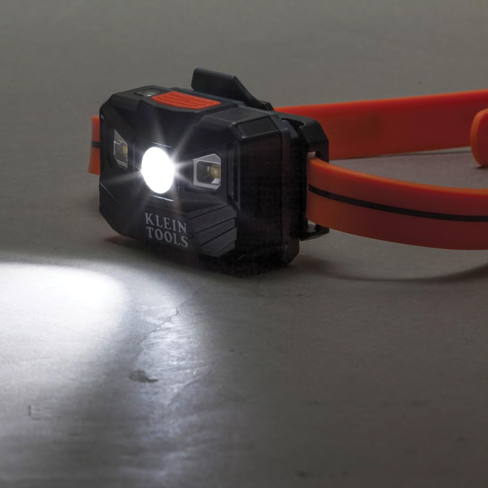 Klein Tools 56064 - Faro LED recargable de apagado automático, correa de silicona, 400 lms, tiempo de funcionamiento durante todo el día, para el trabajo, correr, senderismo al aire última