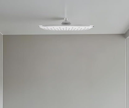 URREA 2265 Regadera de plato rectangular en acabado cromo y blanco sin brazo ni chapetón, ABS, certificada NOM-008-CONAGUA-1998, garantía de 100 años contra defectos de fabricación y 10 en acabado