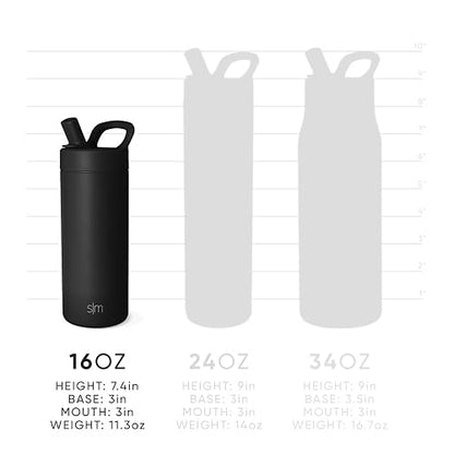Simple Modern Botella de Agua para Niños con Tapa de Popote | Termo Aislado de Acero Inoxidable | Botellas de Agua para Niñas, Escuela y Deportes | A Prueba de Fugas y Libre de BPA| Mesa Colección | 475ml | Forest