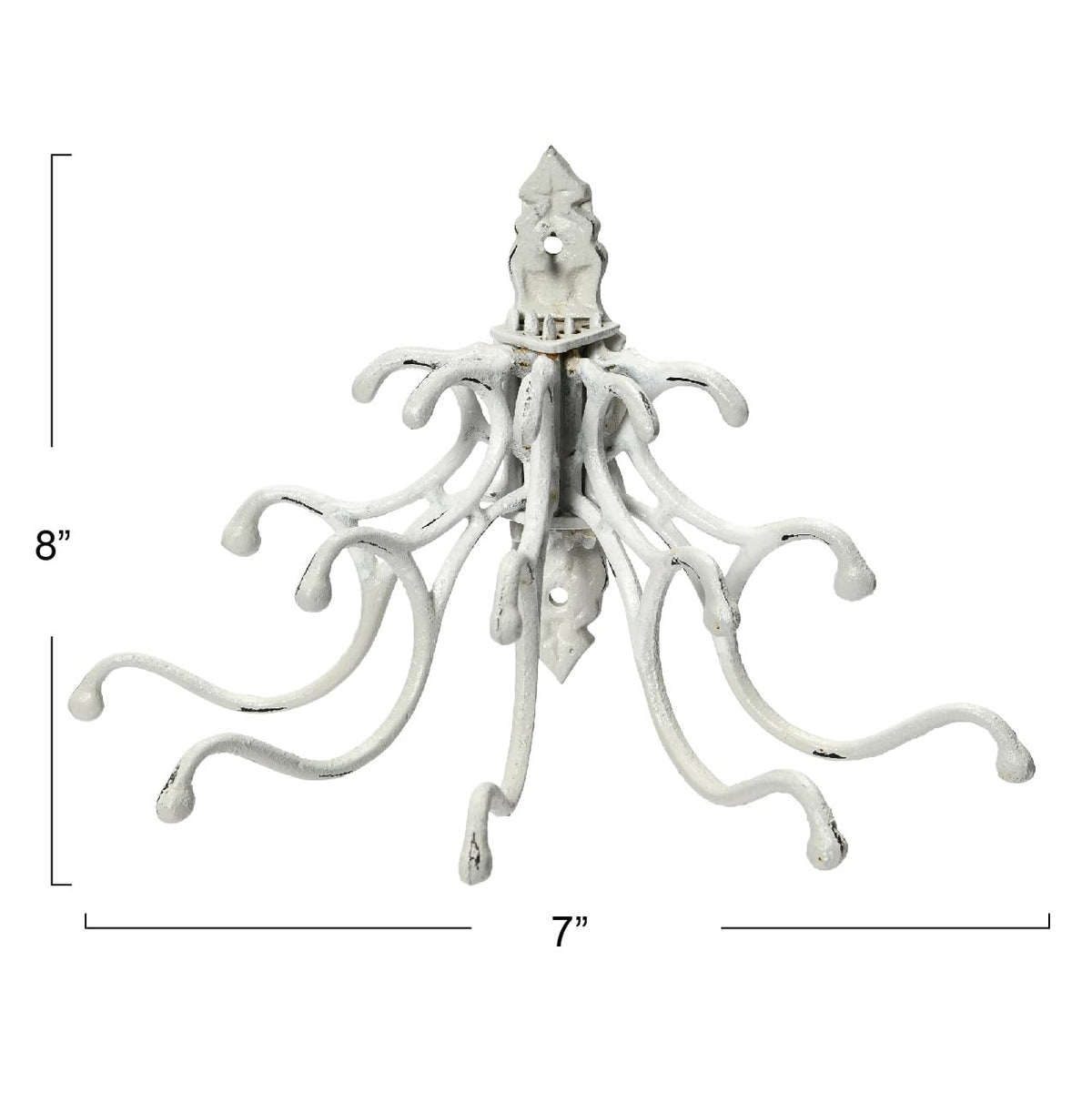 Creative Co-Op - Colgador de pared decorativo de hierro fundido con 15 ganchos, color blanco envejecido