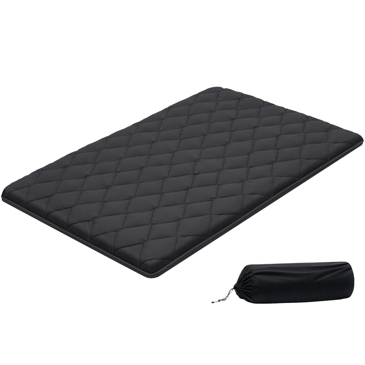 VEVOR Colchón Futón Japonés, Tatami Plegable de Tamaño Completo, con Bolsa de Almacenamiento y Herrajes de Montaje, Esterilla de 9 Capas para Meditación y Yoga, Color Negro, 2032 x 1372 x 89 mm