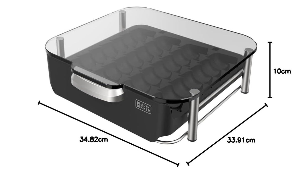 BLACK+DECKER bev by BLACK+DECKER Cajón de almacenamiento para cápsulas bartesianas, con capacidad para hasta 36 cápsulas bartesianas, resistente y apilable (BECS132)