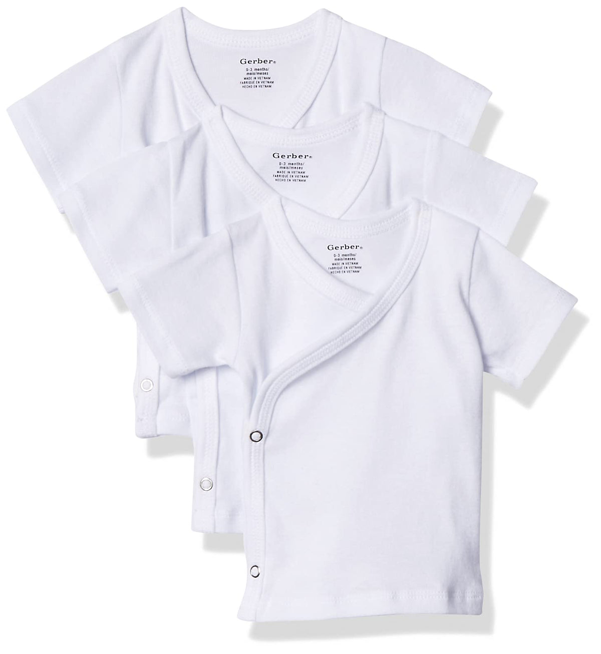 Gerber Paquete de 3 Camisas de Manga Corta con Cierre Lateral Sudaderas con Capucha para bebés y niños para bebés niñas
