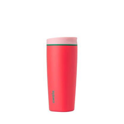 Owala SmoothSip Termo de Acero Inoxidable con Boquilla Deslizante, 12-20 oz - 20 fl oz - Campos de fresas