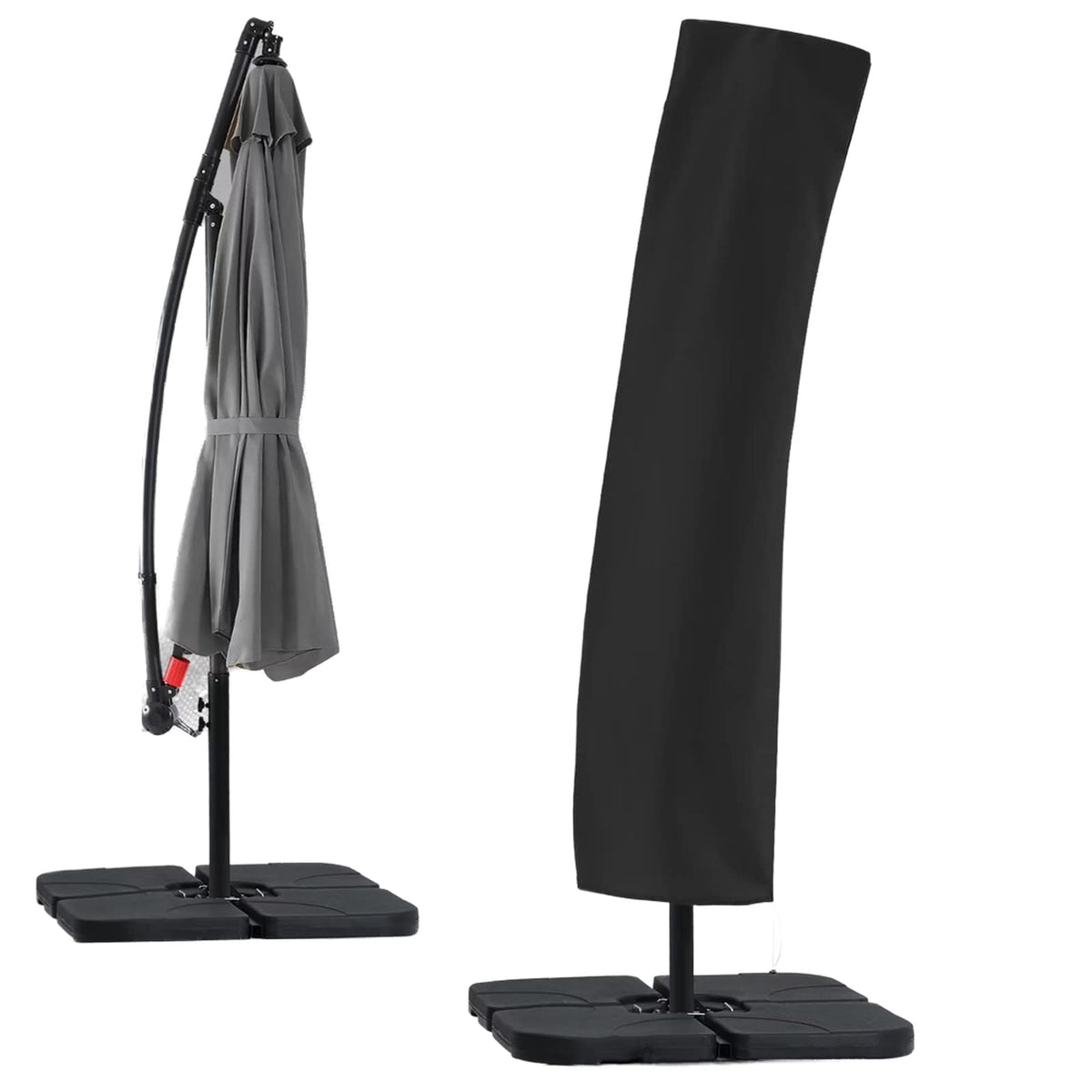 ABCCANOPY Fundas de Paraguas Compensadas, Impermeable, para sombrilla de Patio de 8 pies a 10 pies, Paraguas voladizo para Mercado al Aire Libre con Cremallera, Color Negro