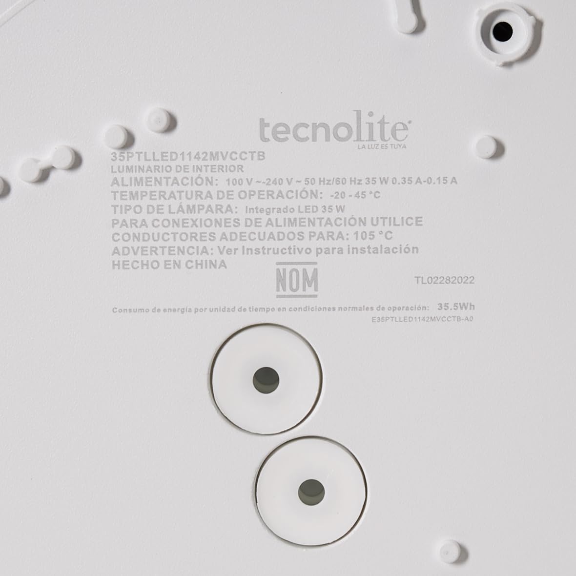 Tecnolite Lámpara Plafón LED de Sobreponer 35 W, Luz Blanca Configurable, IP65, IK08, Interior y Exterior, LED integrado