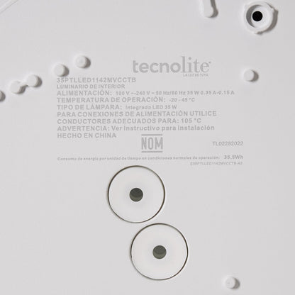 Tecnolite Lámpara Plafón LED de Sobreponer 35 W, Luz Blanca Configurable, IP65, IK08, Interior y Exterior, LED integrado