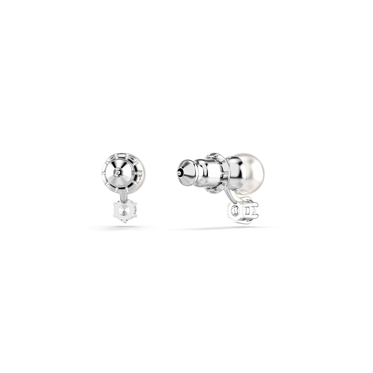 Swarovski Aretes de botón Matrix, Crystal Pearl, Talla redonda, Blancos, Baño de rodio