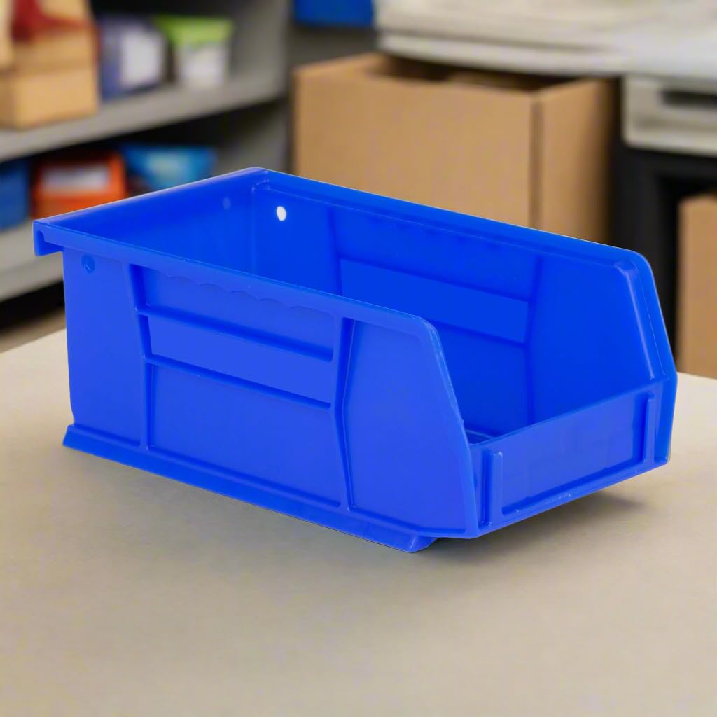 Hudson Exchange - Contenedor de almacenamiento apilable de plástico de 7-1/2 x 4 x 3 pulgadas (azul, 1 paquete)