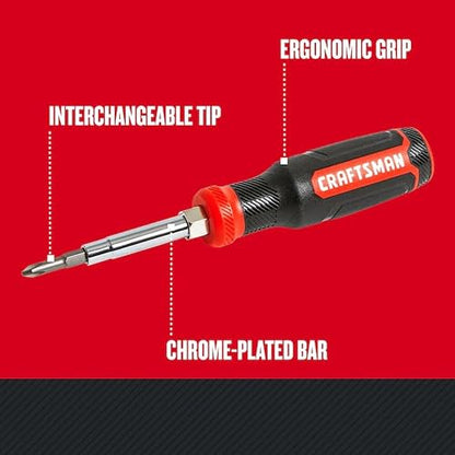 CRAFTSMAN Destornillador, multipuntas de 6 vías, almacena brocas adicionales en el mango (CMHT68000)