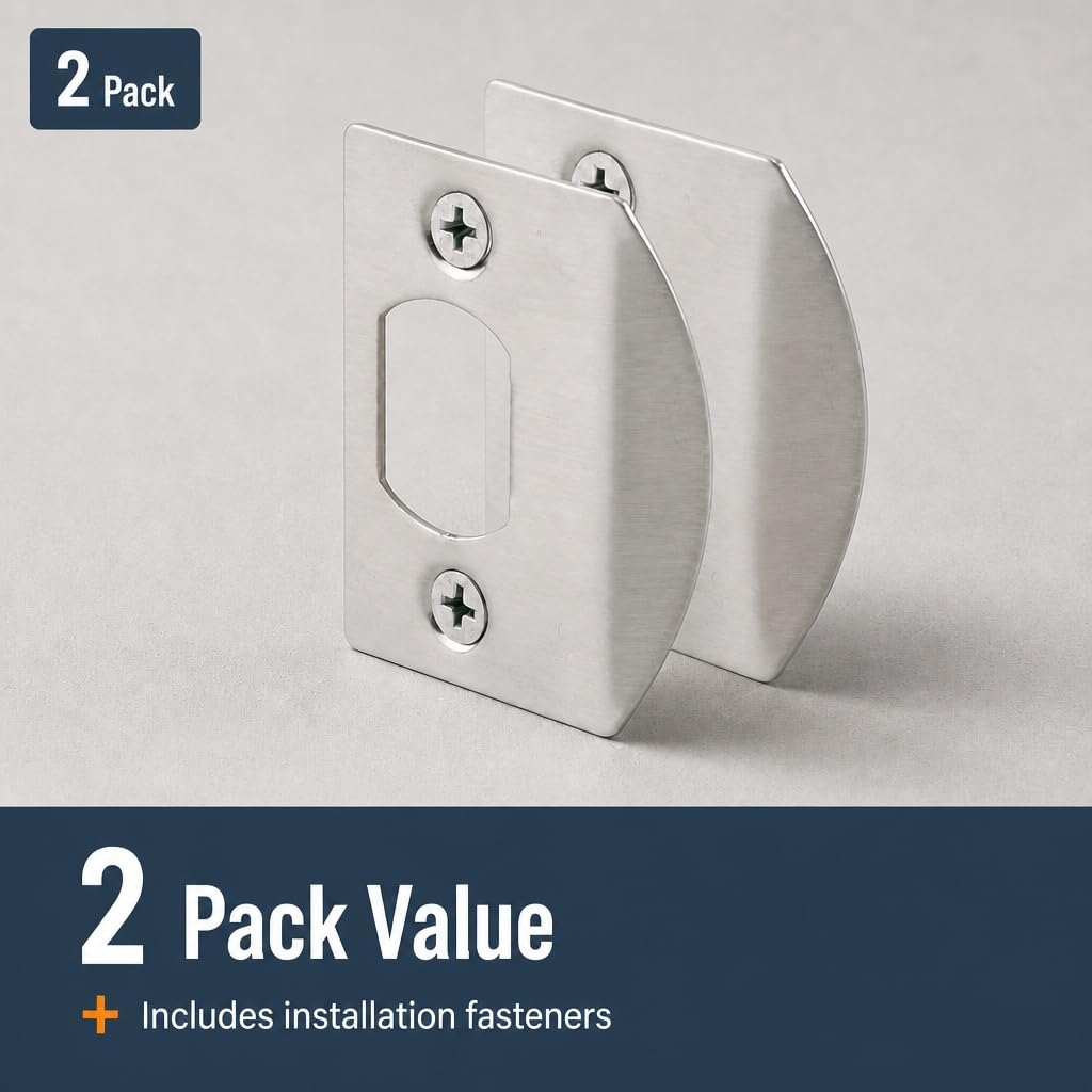 Prime-Line E 2457 Standard Latch Strike, 1-5/8 in., Steel, Satin Nickel Finish (Pack of 2)