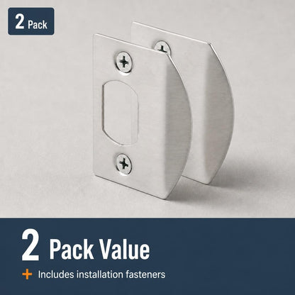 Prime-Line E 2457 Standard Latch Strike, 1-5/8 in., Steel, Satin Nickel Finish (Pack of 2)