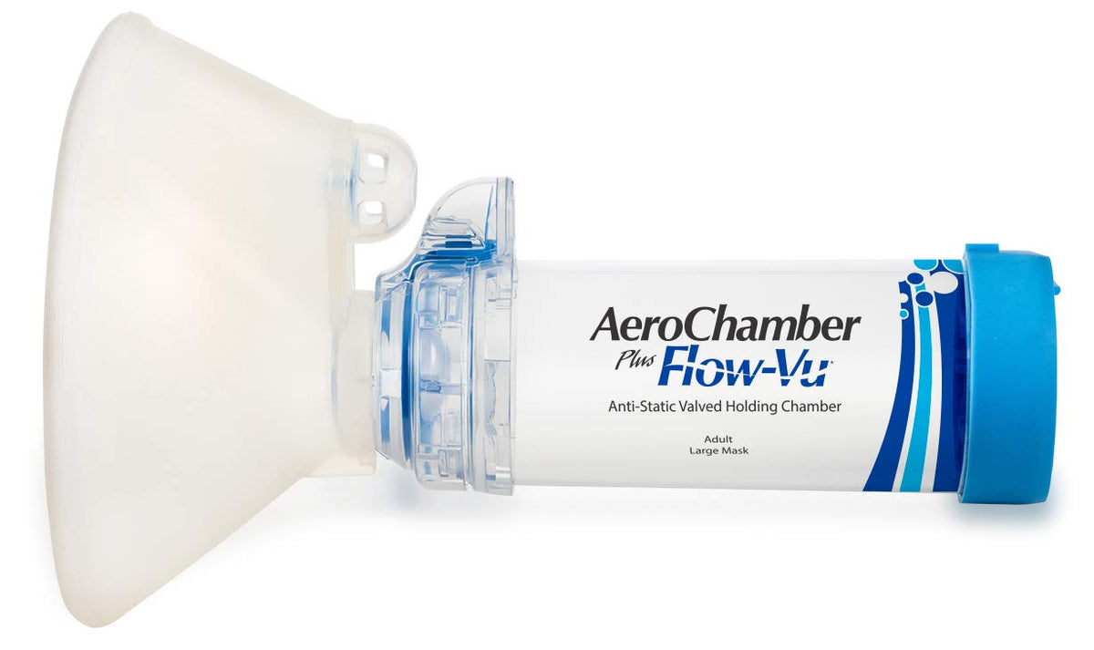 AeroChamber Cámara espaciadora Plus Adulto con Flow-Vu, Azul