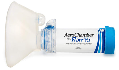 AeroChamber Cámara espaciadora Plus Adulto con Flow-Vu, Azul