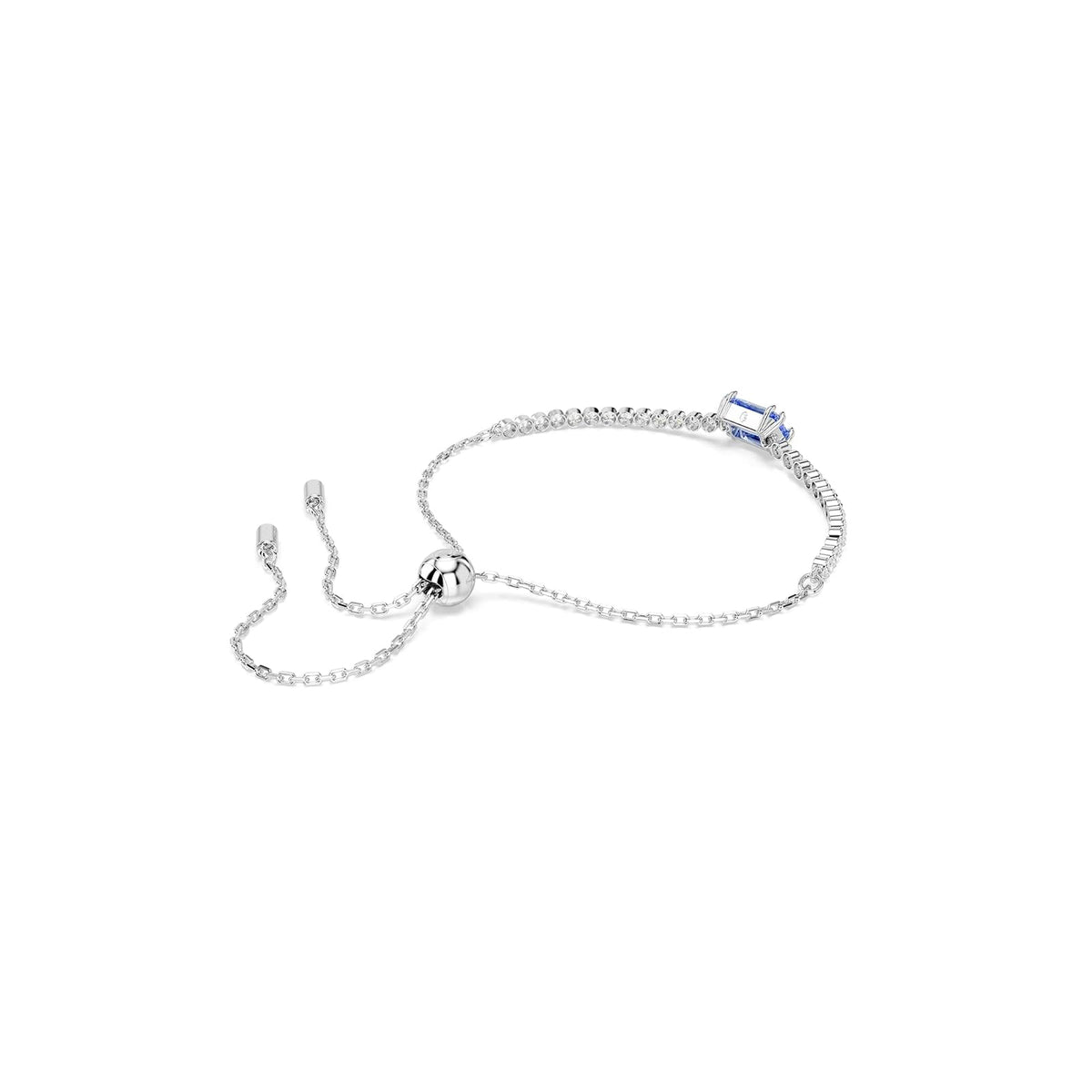Swarovski Matrix Tennis Bracelet, Green, Blue Crystals, Rhodium Finish