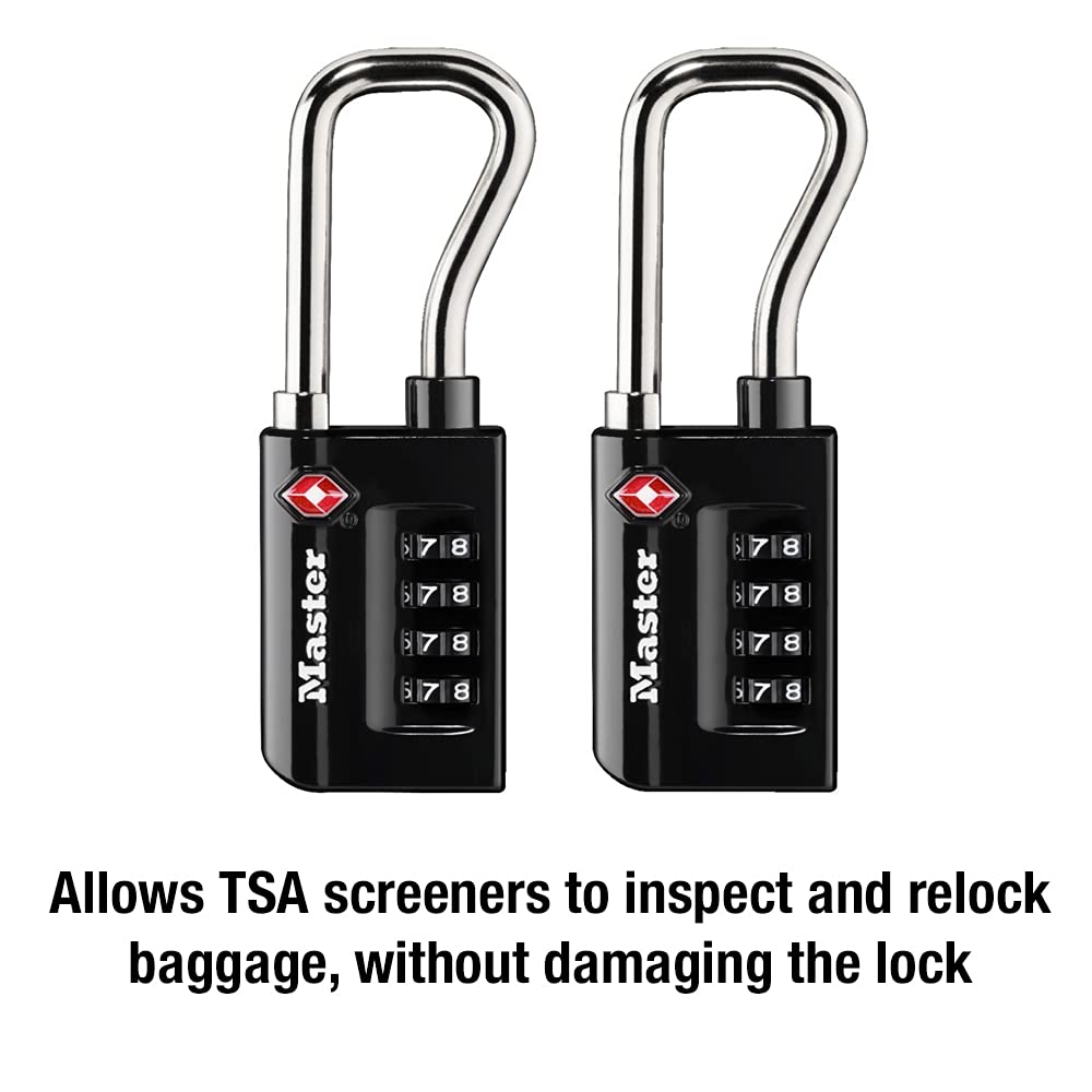 Master Lock Candado de combinación numérica para equipaje, aceptado por TSA, reconfigurable, puedes configurarlo tú mismo, Numérico, Paquete de 2
