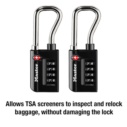 Master Lock Candado de combinación numérica para equipaje, aceptado por TSA, reconfigurable, puedes configurarlo tú mismo, Numérico, Paquete de 2