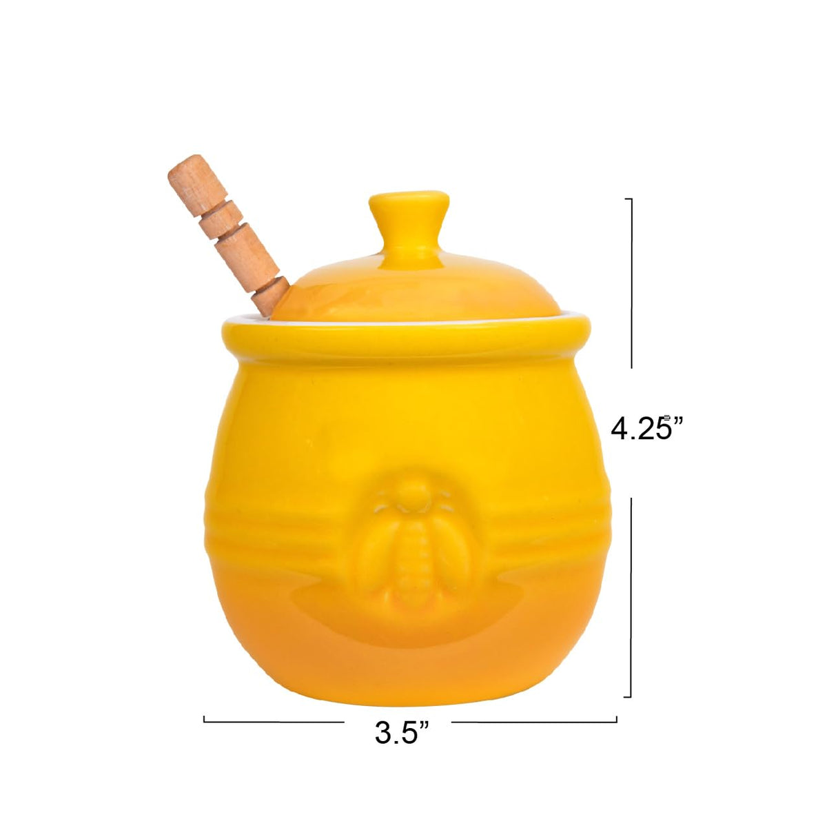 Creative Co-Op DA4177 - Olla con tapa y cuchara de madera para miel, color amarillo