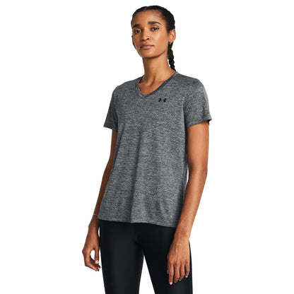 Under Armour Tech Twist Playera Cuello en V Mujer - (025) Castlerock - Steel - Black - M
