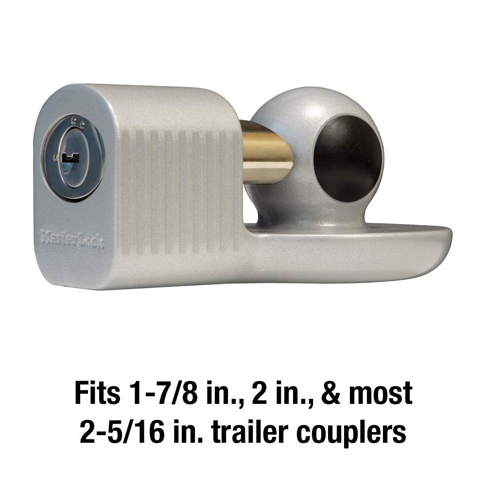 Master Lock 377KA Trailer Hitch Lock, Fits 1-7/8 in, 2 in, and Most 2-5/16 in. Trailer Couplers, Chrome