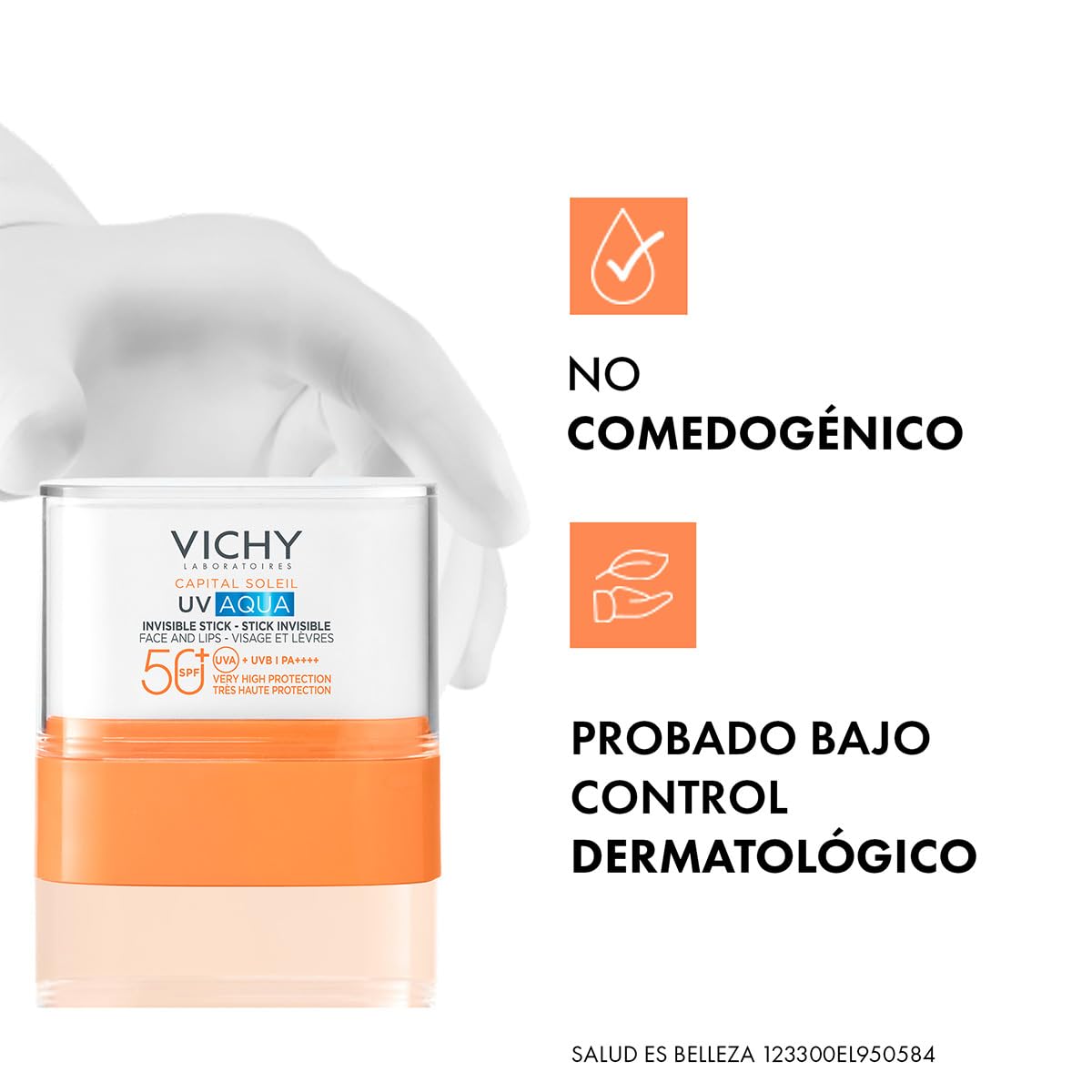 Vichy Capital Soleil UV Aqua Protector Solar en Stick Dermatológico 9g | Protector Solar en Barra con FPS 50+ y Acabado Invisible PA+++ Ideal para Reaplicación Práctica en RostroyY Labios