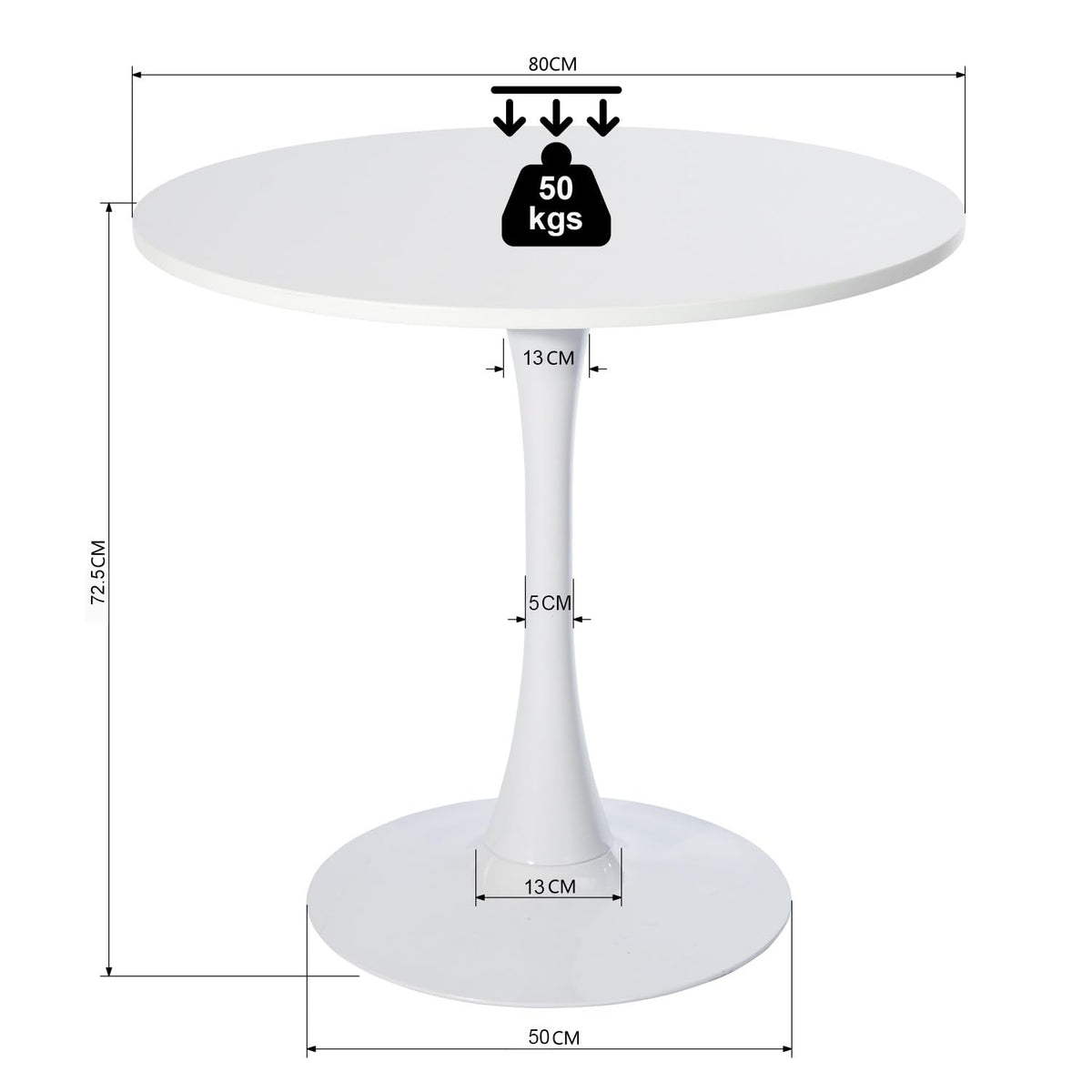 COKOS Mesa Redonda Diseño Minimalista Elegante Blanco