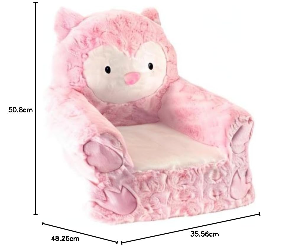 Sweet Seats Rosa Búho De Peluche silla, color rosa/blanco, 35,6 x 48,3 x 50,8 cm
