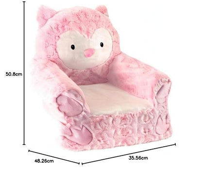 Sweet Seats Rosa Búho De Peluche silla, color rosa/blanco, 35,6 x 48,3 x 50,8 cm