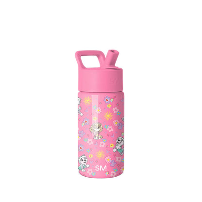 Simple Modern Summit Botella de Agua Infantil con Popote, Acero Inoxidable Aislado, 0.4-0.5 L - Patrulla Canina: Sunny Florals - 0.4 Litros