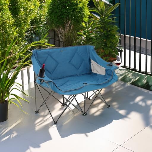 Arrowhead Outdoor - Sofá de Cama Doble Plegable portátil con 2 Tazas y Soporte para Copas de Vino, Bolsa de Transporte Resistente, Asientos Acolchados y apoyabrazos, soporta hasta 500 Libras, Soporte