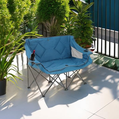 Arrowhead Outdoor - Sofá de Cama Doble Plegable portátil con 2 Tazas y Soporte para Copas de Vino, Bolsa de Transporte Resistente, Asientos Acolchados y apoyabrazos, soporta hasta 500 Libras, Soporte