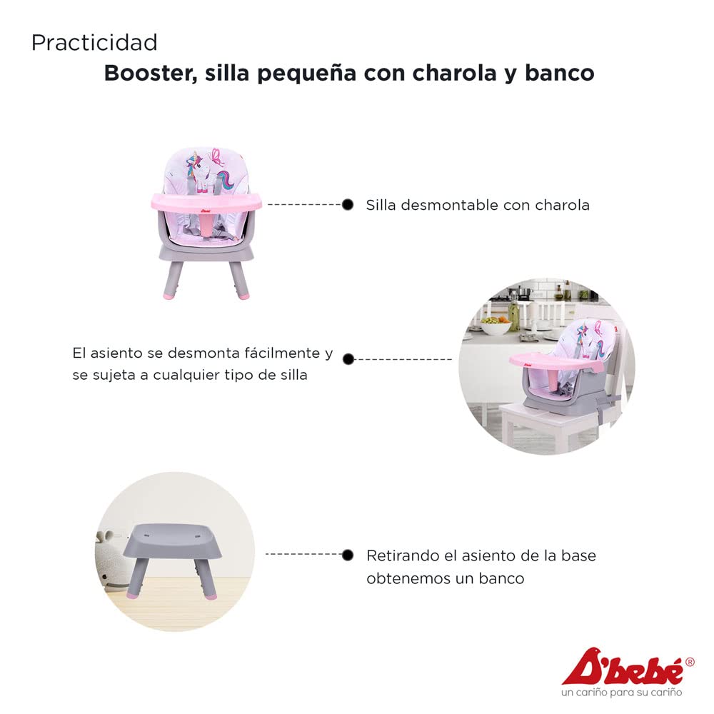 D´bebé Silla Alta 4 en 1 grow with me color rosa