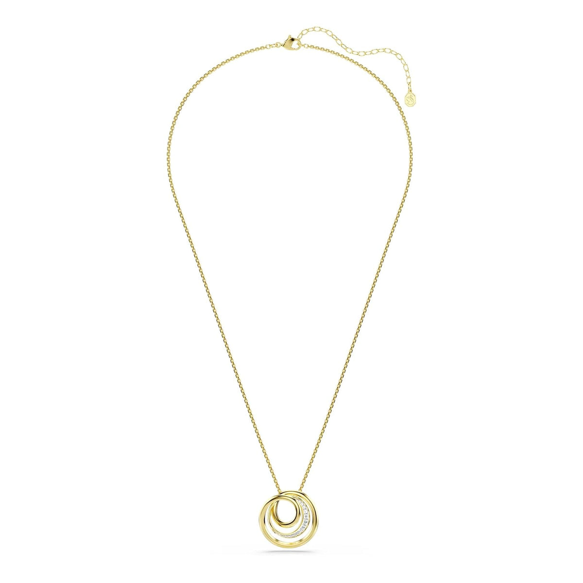 Collar de Swarovski Hyperbola, corte redondo, blanco, baño de oro