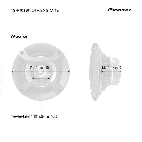 Pioneer TS-F1035R - Altavoces coaxiales de Audio para automóvil de 2 vías, Altavoces Redondos de Rango Completo de 4 Pulgadas, Potencia máxima de 150 W (par)