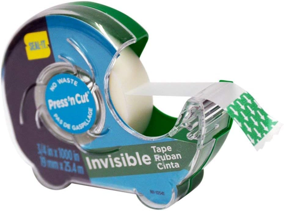 Seal-It Invisible Stationery Tape 3/4 x 1000 Inches On Press N' Cut Dispenser, Pack of 6 Total 6000 Inches