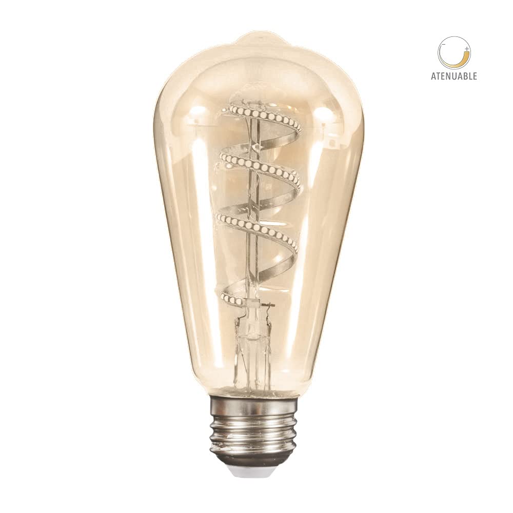 Tecnolite Foco LED Vintage, Base E27, Luz Cálida 2 700 k, Atenuable, 4.5 W, Color Cristal Ámbar, Tecnolite